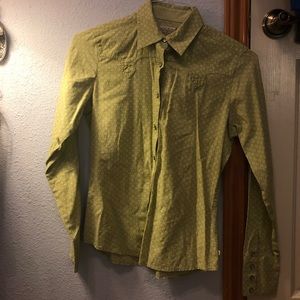 green pattern button down
